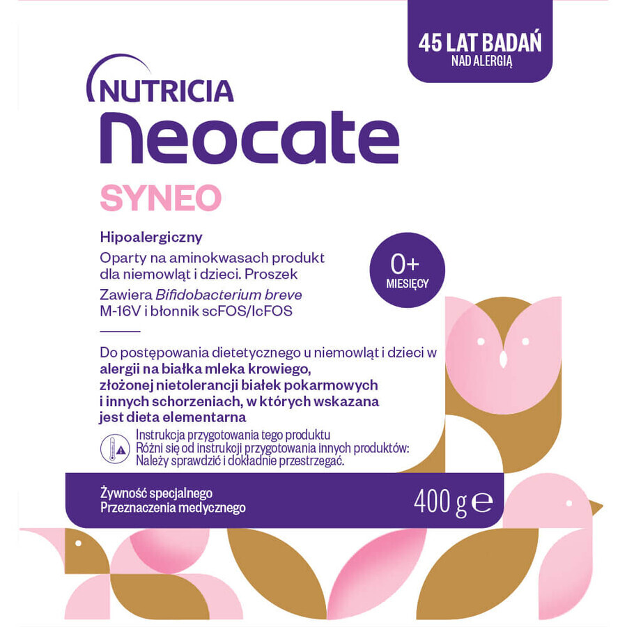 Neocate Syneo, für Säuglinge und Kinder mit Kuhmilcheiweißallergie und komplexer Unverträglichkeit, ab Geburt, Pulver, 400 g