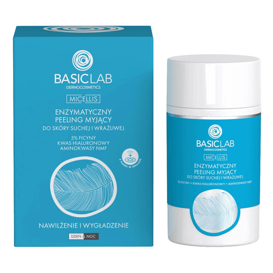 BasicLab, enzymatic cleansing scrub for dry and sensitive skin, 35 g