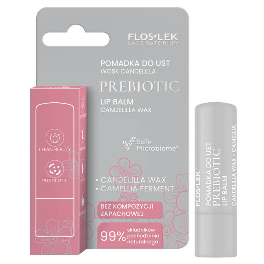 Floslek Laboratorium Prebiotic, rossetto, cera di candelilla, 4 g