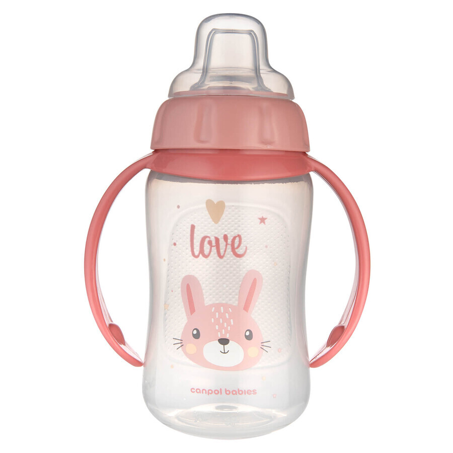 Canpol Babies, tazza di addestramento con muso morbido, Animali carini, rosa, 56/512, da 6 mesi, 320 ml