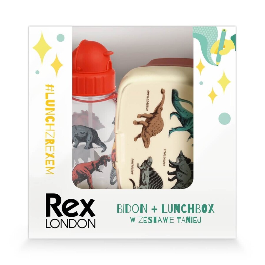 Set Rex London, scatola per la colazione + scatola di latta, dinosauri