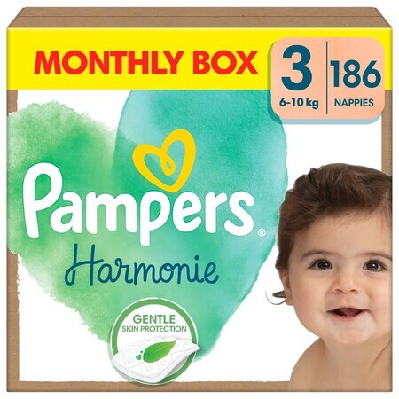 Pampers Harmonie, diapers, size 3, 6-10 kg, 186 pcs