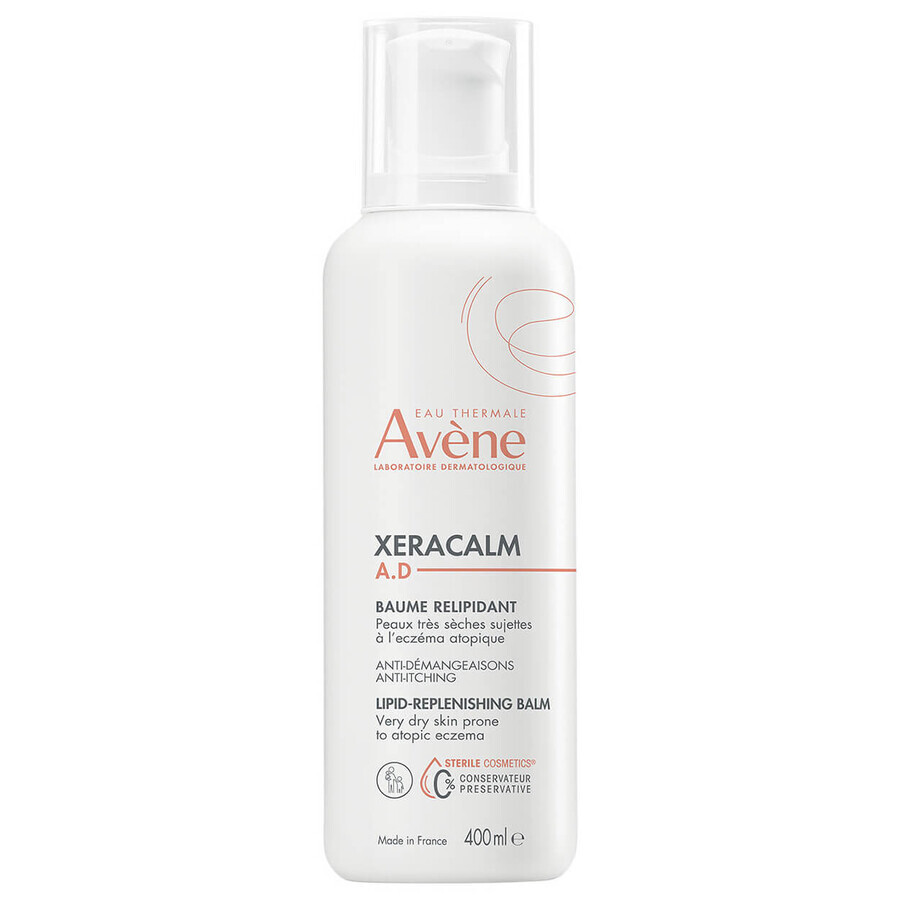 Avene XeraCalm A.D, lozione lipidica ricostituente per viso e corpo, pelle molto secca, atopica e pruriginosa, 400 ml + Hyaluron Activ B3, siero ricostituente, 10 ml in omaggio