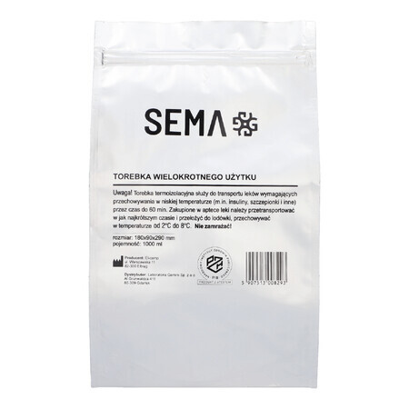 SEMA Protect, sacchetto isolato per la conservazione dei farmaci, 180 mm x 90 mm x 290 mm, 1 pz.