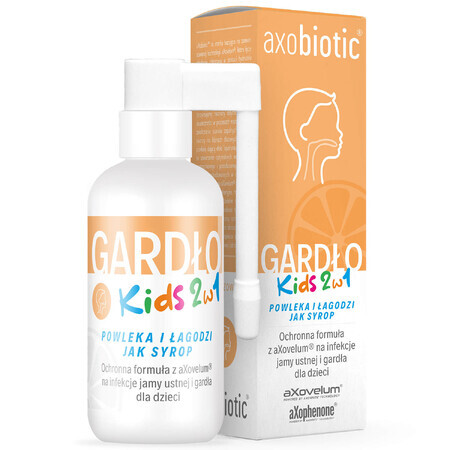 Axobiotic Throat Kids 2en1, spray para la garganta para niños a partir de 1 año, sabor naranja, 30 ml