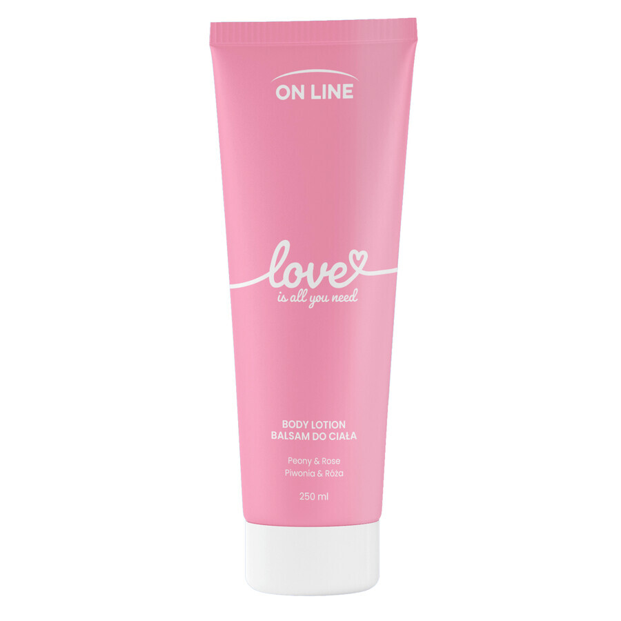 On Line Love, lozione per il corpo, peonia e acqua di rose, 250 ml