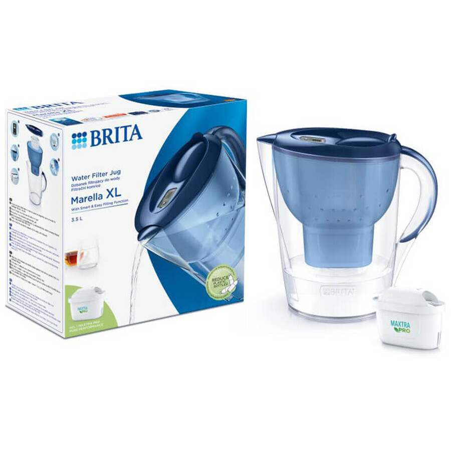 Brita Marella, caraffa con filtro XL 3,5 l, blu + filtro Maxtra Pro Pure Performance, 1 pz.