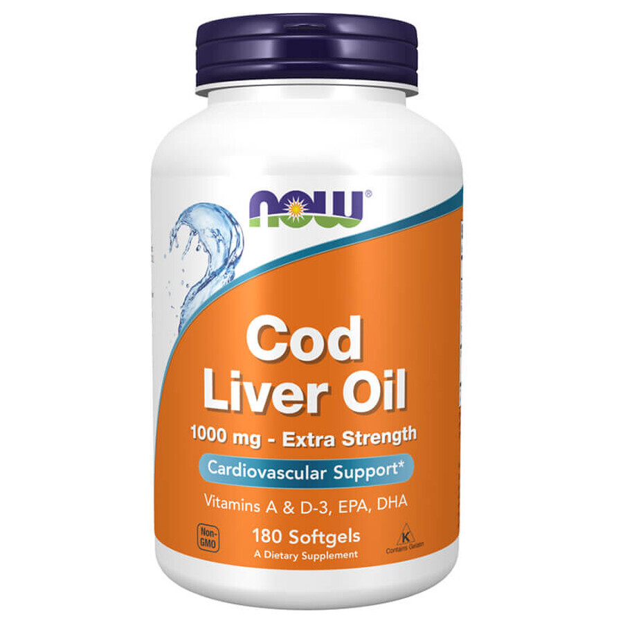 Now Foods Cod Liver Oil, Cod Liver Oil, 180 softgel capsules