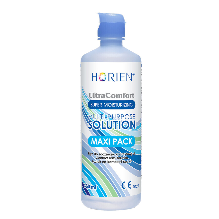 Horien Ultra Comfort soluzione multifunzionale, soluzione per lenti a contatto, confezione maxi, 360 ml + 100 ml