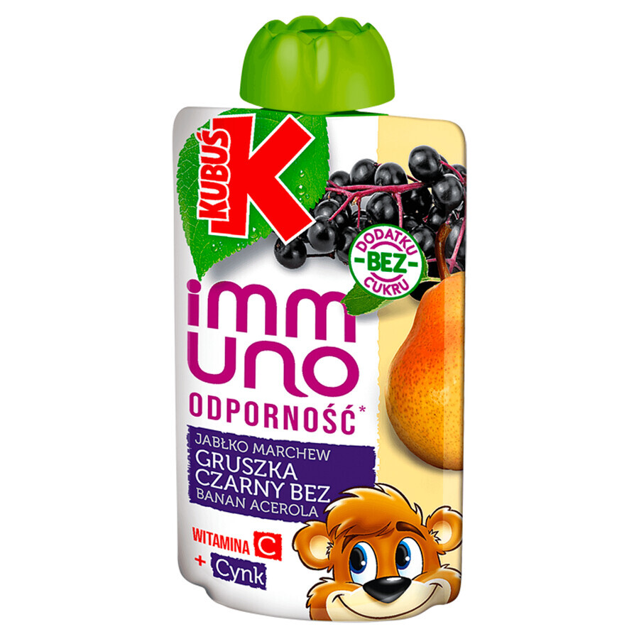 Kubuś Immuno Odporność, mousse, pera, saúco, 100 g.