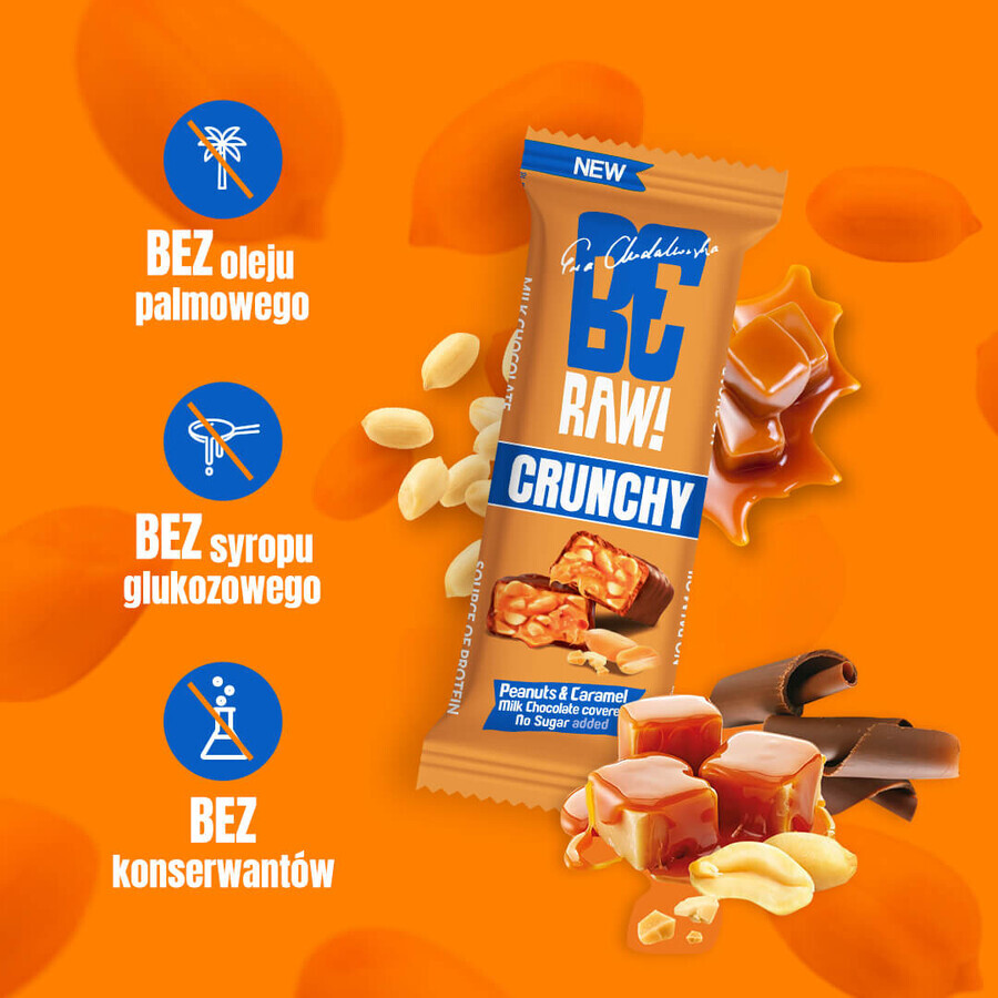 BeRAW! Chrunchy, barretta, arachidi e caramello, senza zuccheri aggiunti, 40 g