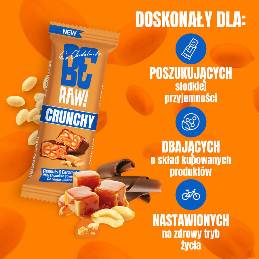 BeRAW! Chrunchy, barretta, arachidi e caramello, senza zuccheri aggiunti, 40 g