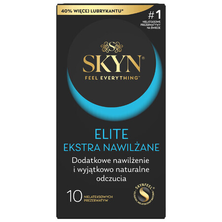 Unimil Skyn Elite Extra Lubrificato, preservativi non in lattice, extra umidificati, 10 pezzi