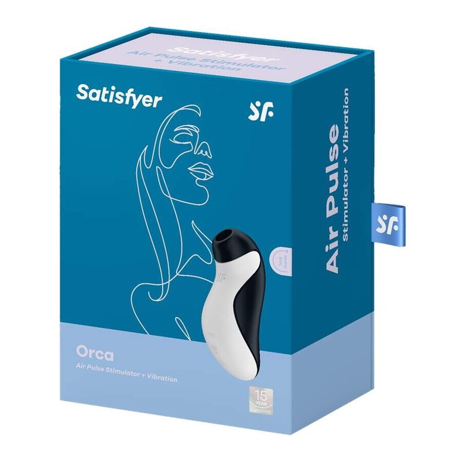 Satisfyer Orca, masaj clitoridian fără contact, aer, orcă alb-negru