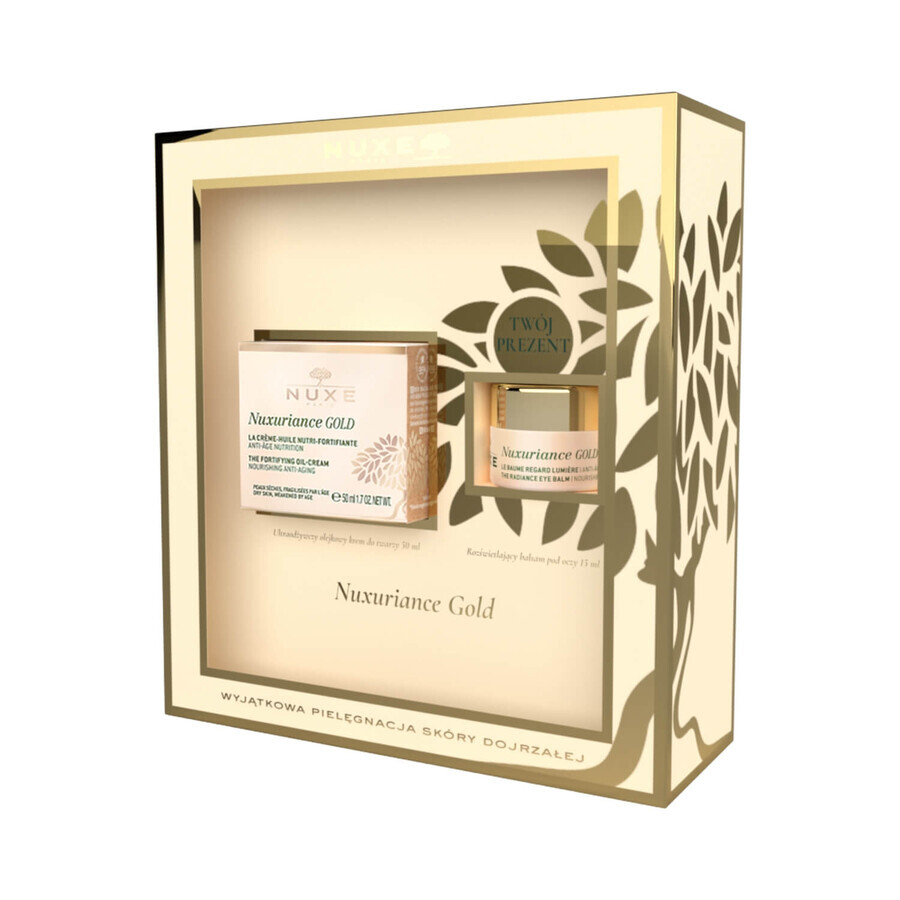 Nuxe Nuxuriance Gold Set, Gesichtscreme mit Öl, 50 ml + Augenbalsam, 15 ml