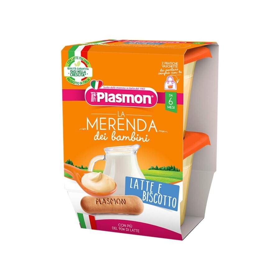 Plasmon Postre de leche, chocolate, después de 6 meses, 2 x 120 g