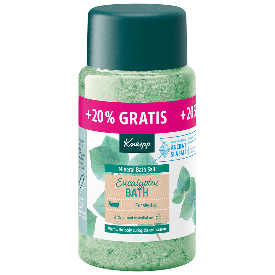 Bagno Kneipp all'eucalipto, cristalli di sale minerale da bagno, 600 g