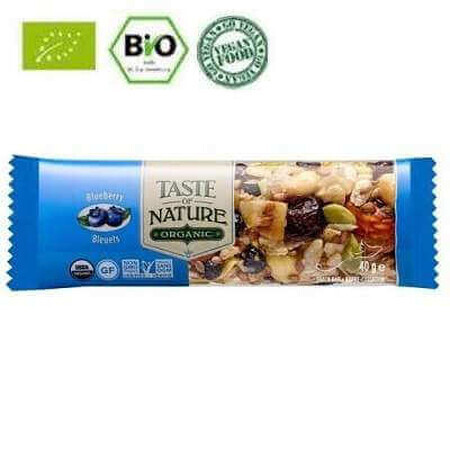 Organic vegan blueberry bar, gluten free, Taste of Nature, 40 g, La Finestra sul Cielo