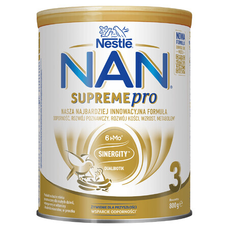 Nestle NAN Supremepro 3 HMO, latte di proseguimento per bambini di età superiore a 1 anno, 800 g