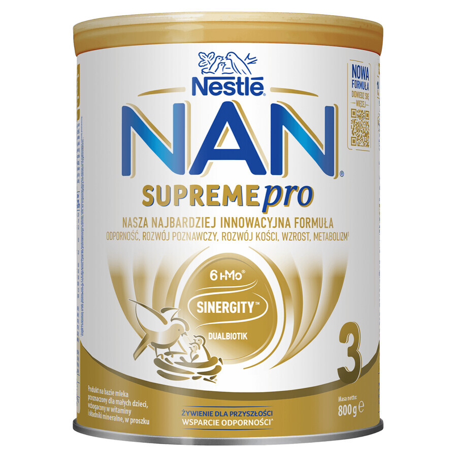 Nestle NAN Supremepro 3 HMO, latte di proseguimento per bambini di età superiore a 1 anno, 800 g