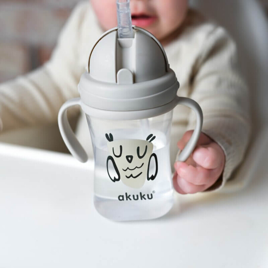 AKUKU, bottle with retractable straw, owl, from 9 months, 300 ml