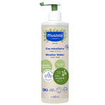 Set Mustela Bio, gel detergente per corpo e capelli, 400 ml + acqua micellare senza risciacquo, 400 ml + pannolino in bambù in omaggio