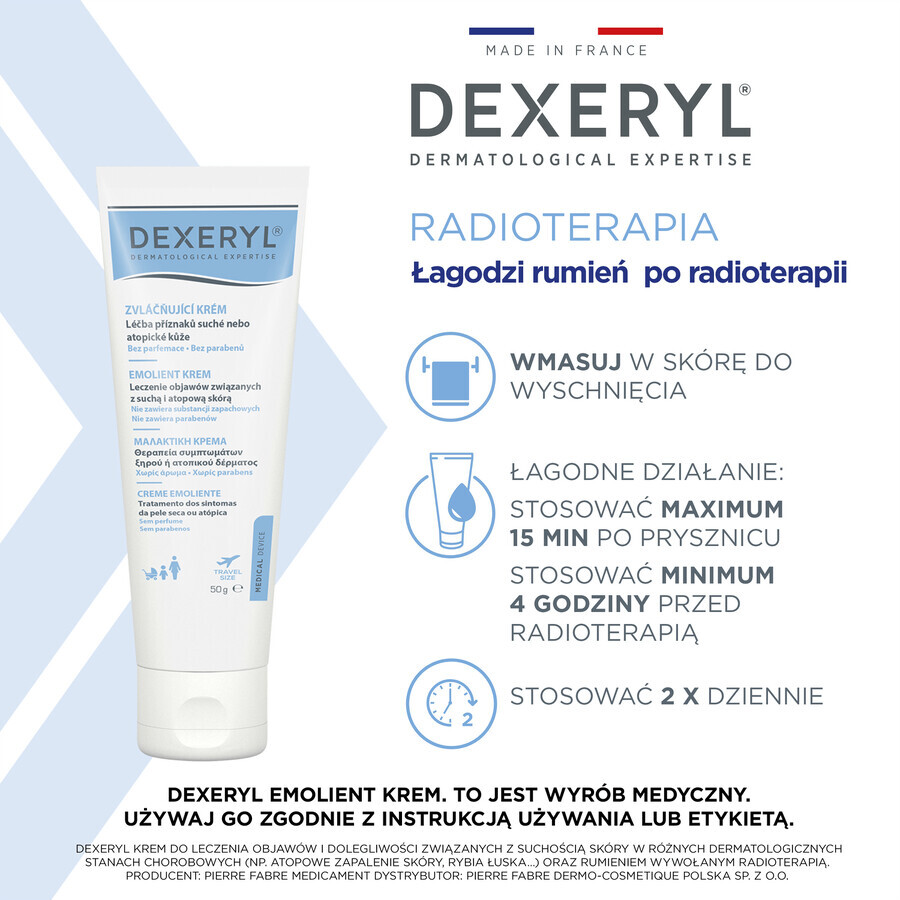 Dexeryl crème émolliente pour peau sèche, 50 g