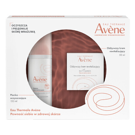 Set Avene Les Essentiels Universal Care, schiuma detergente 150 ml + crema nutriente rivitalizzante 50 ml