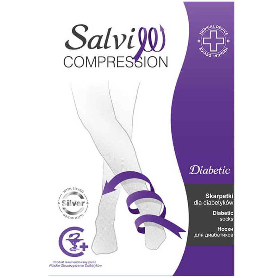 Salvi Compression Diabetic, Diabetikersocken, silber, Größe XS, schwarz