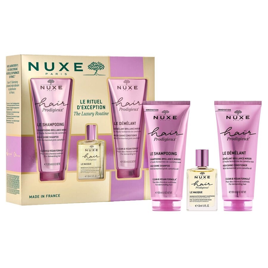 Nuxe Hair Prodigieux set, nourishing mask, 30 ml + shine shampoo, 200 ml + shine conditioner, 200 ml