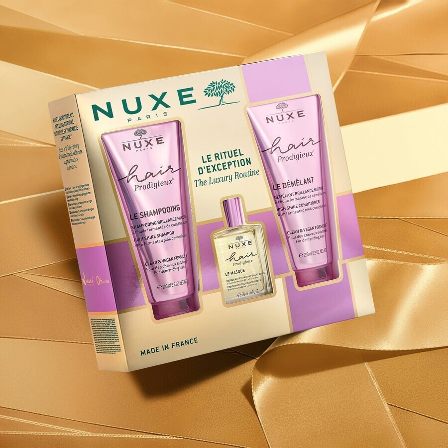 Nuxe Hair Prodigieux set, nourishing mask, 30 ml + shine shampoo, 200 ml + shine conditioner, 200 ml