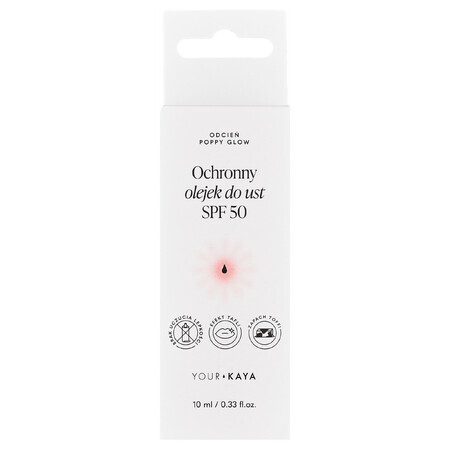 Your KAYA, olio protettivo per labbra, SPF 50, color papavero, 10 ml