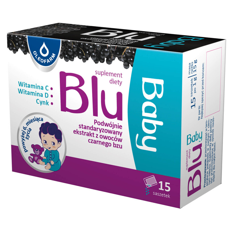 Oleofarm Blu Baby, per bambini da 6 mesi, 15 bustine