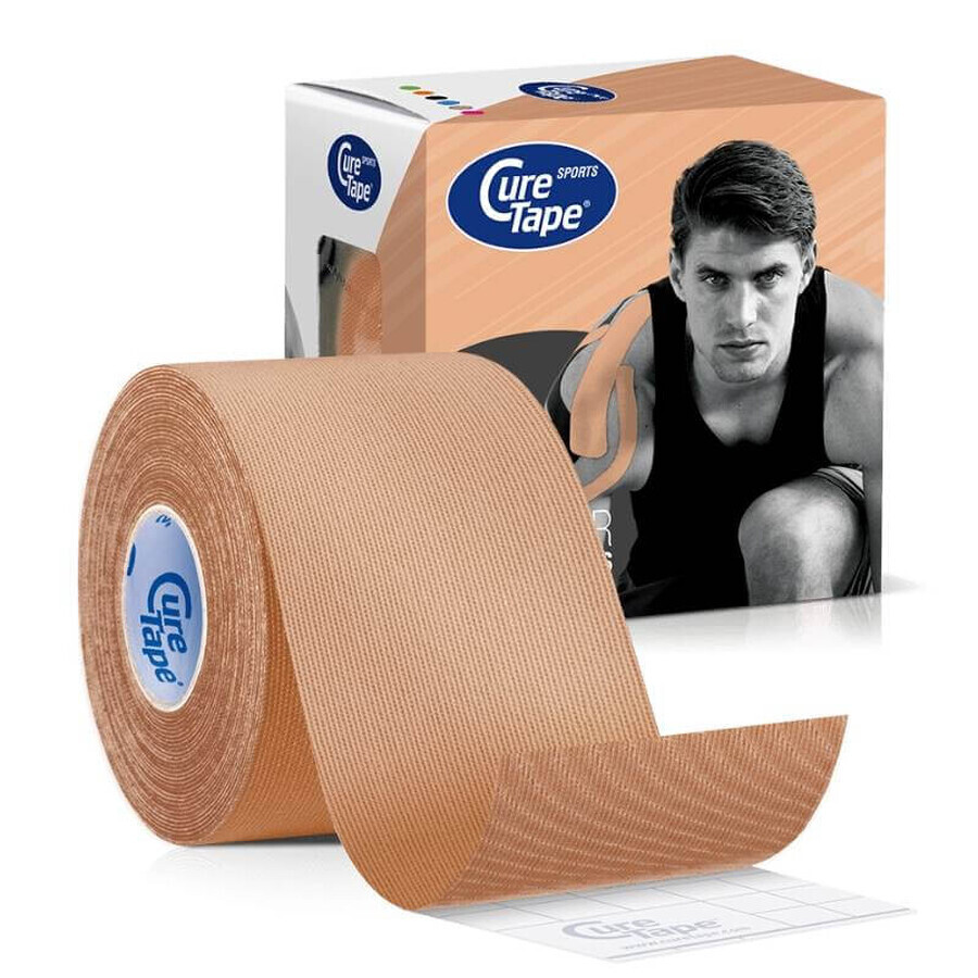 CureTape Sports, cinta kinesiológica, beige, 5 cm x 5 m, 1 ud.