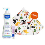 Set Mustela Bebe Enfant, gel lavatesta e corpo delicato, dalla nascita, 750 ml + crema fasciatoio 1,2,3, dalla nascita, 100 ml + pannolino in bambù in omaggio