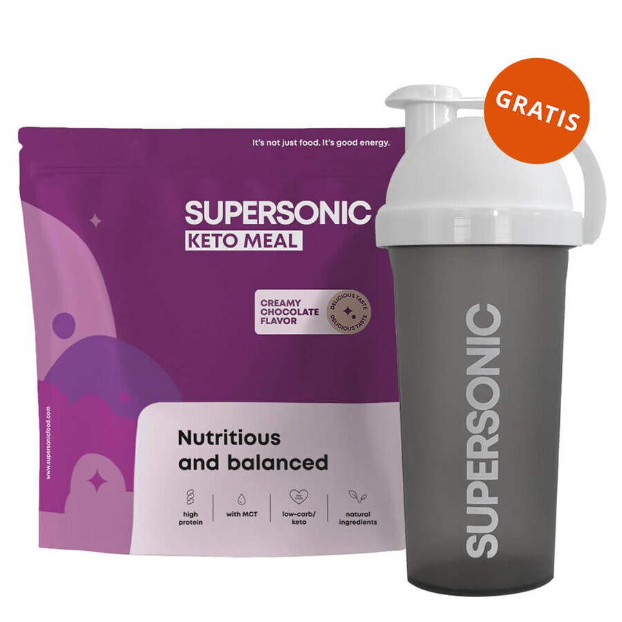 Supersonic Keto Meal, gusto cioccolato cremoso, 800 g + shaker, 700 ml gratis