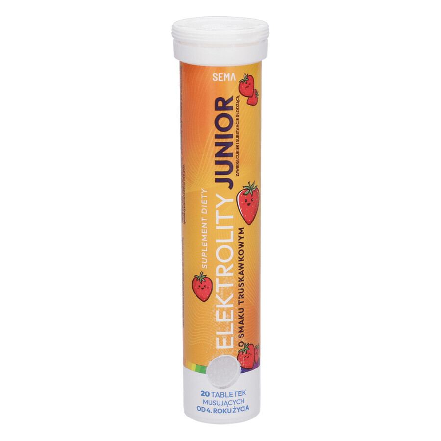 SEMA Elektrolity Junior, from 4 years, strawberry flavor, 20 effervescent tablets