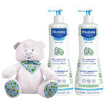 Set Mustela Bebe Enfant, lavaggio delicato del corpo e della testa, dalla nascita, 2 x 750 ml + confezione di orsetti in omaggio