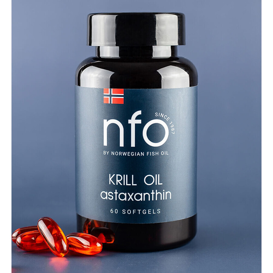 NFO Krill Oil Astaxanthin, krill oil with astaxanthin, 60 softgels