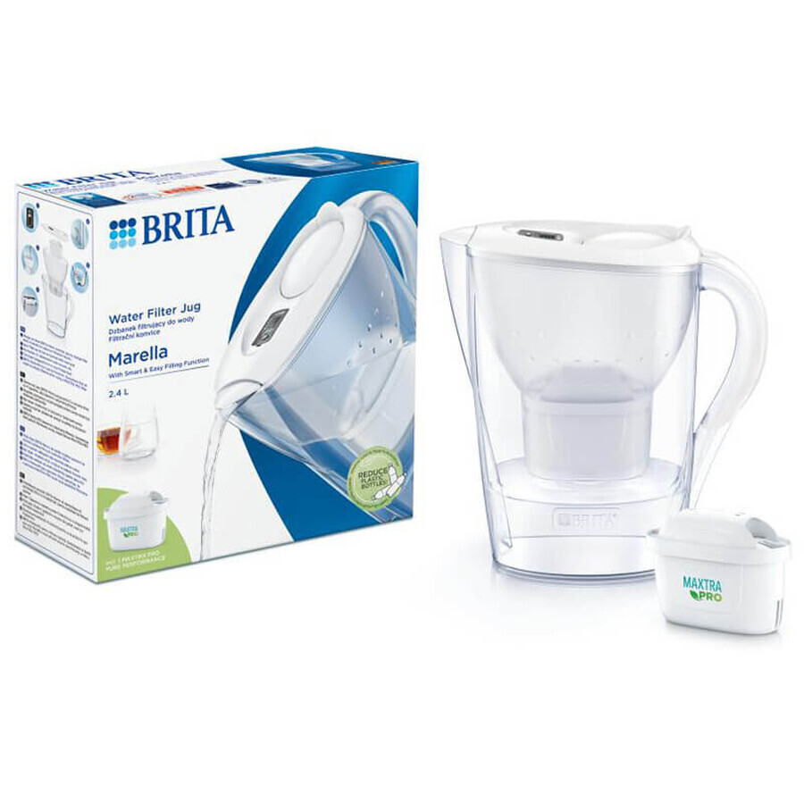 Brita Marella, caraffa con filtro 2,4 l, bianco + filtro Maxtra Pro Pure Performance, 1 pz.