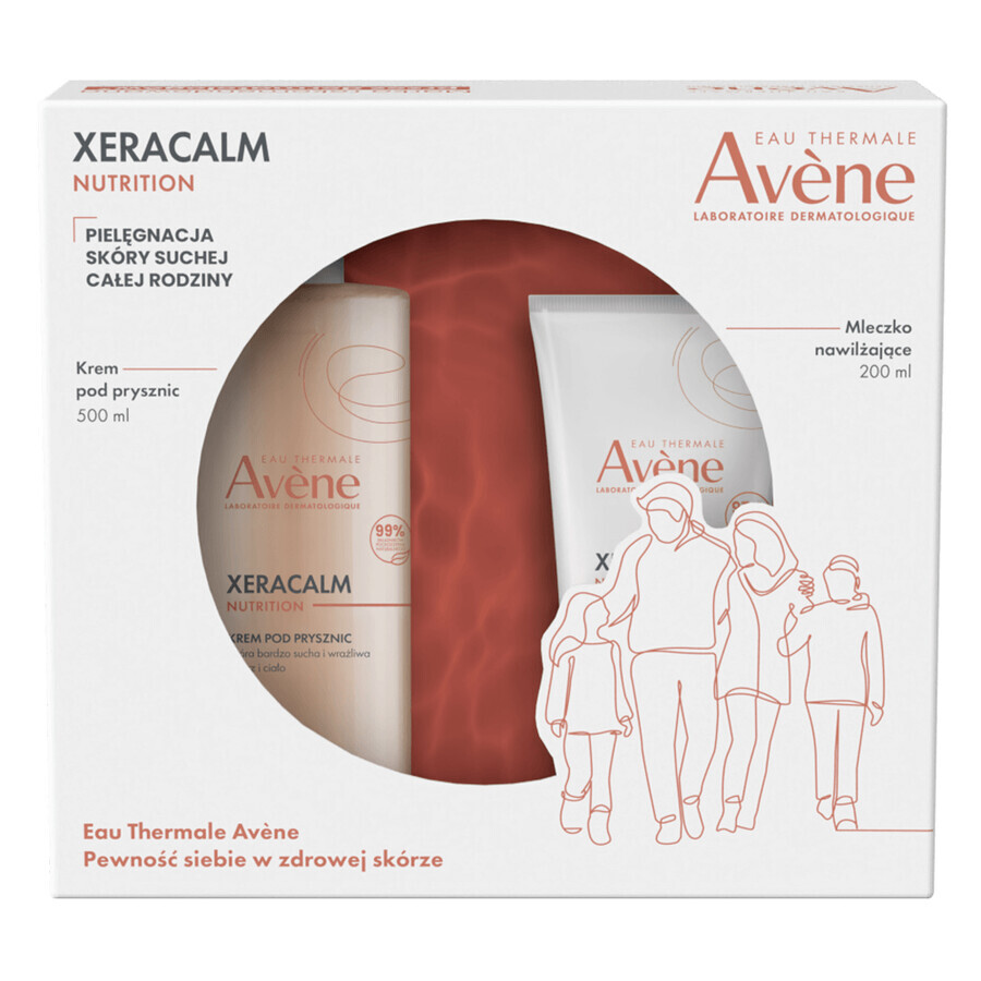 Avene Xeracalm Xeracalm Nutrition Hydrating Skin Care Set für die ganze Familie, Duschcreme 500 ml + Feuchtigkeitsmilch 200 ml