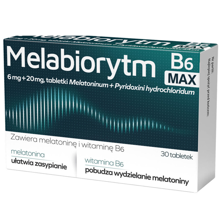 Melabiorit B6 Max 6 mg + 20 mg, 30 comprimidos