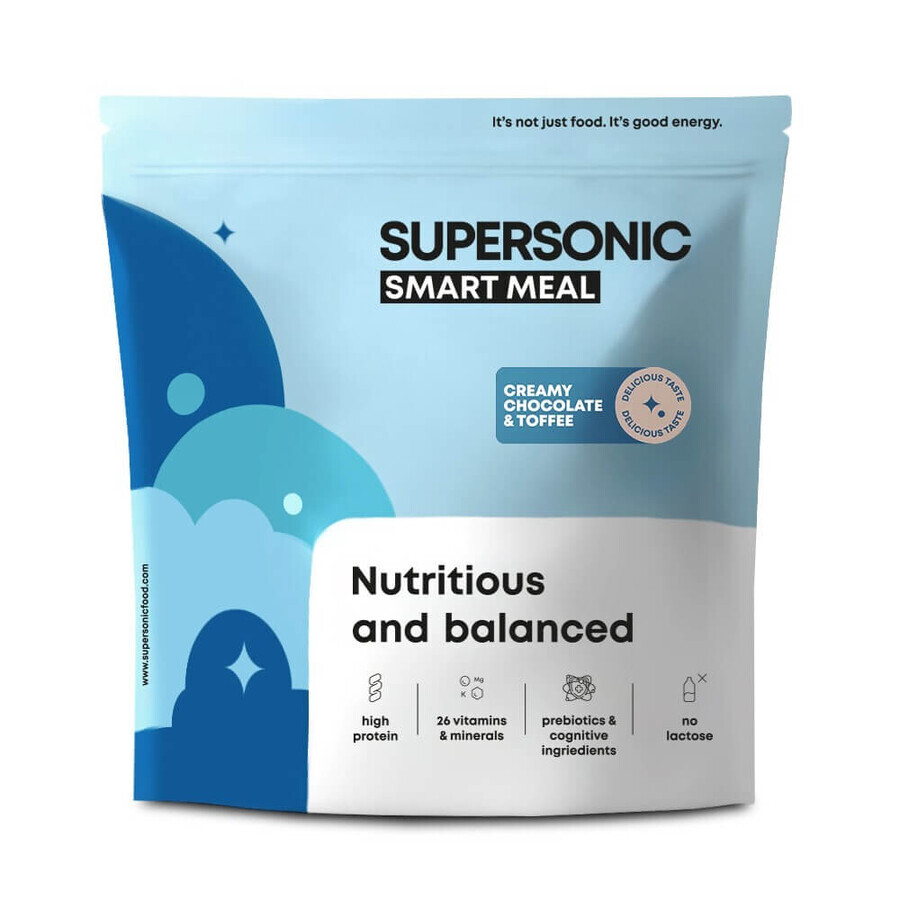 Supersonic Wholesome Smart Meal, aromă cremoasă de ciocolată și caramel, 1,3 kg + shaker, 700 ml gratuit