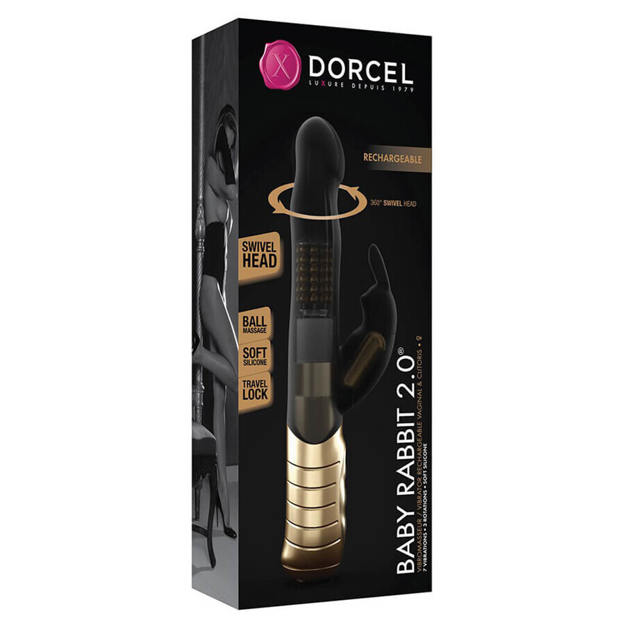 Dorcel Baby Rabbit 2.0, vibratore rabbit, nero e oro