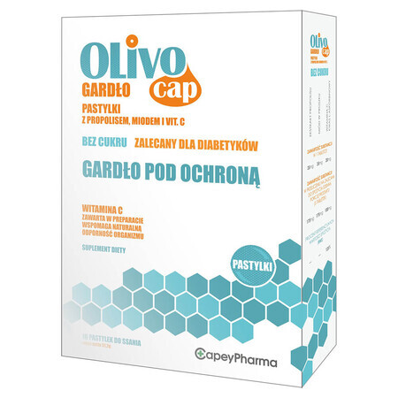 Olivocap pastillas para la garganta con propóleo, miel y vit. C, sin azúcar, 16 pastillas