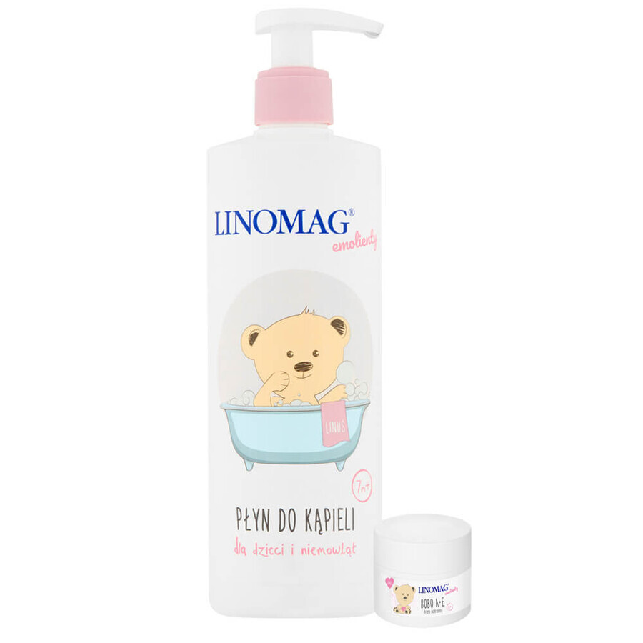 Linomag Emollients, bath lotion for babies and children from 7 months, 400 ml + protection cream, 15 ml free