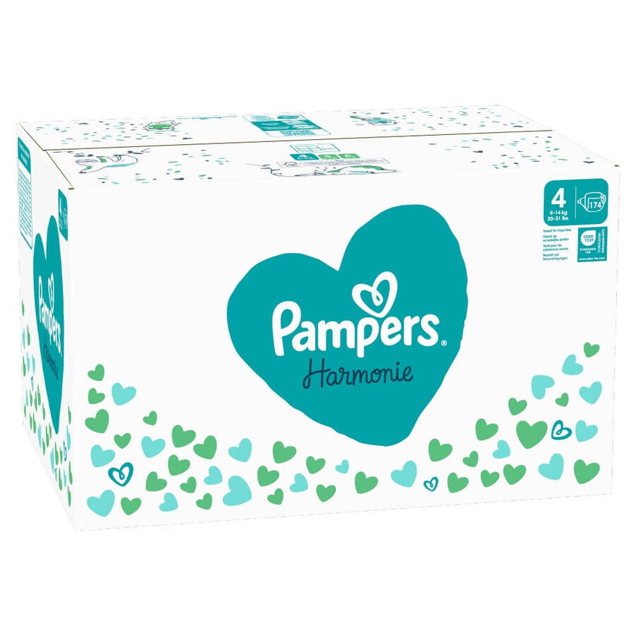 Pampers Harmonie, luiers, maat 4, 9-14 kg, 174 stuks