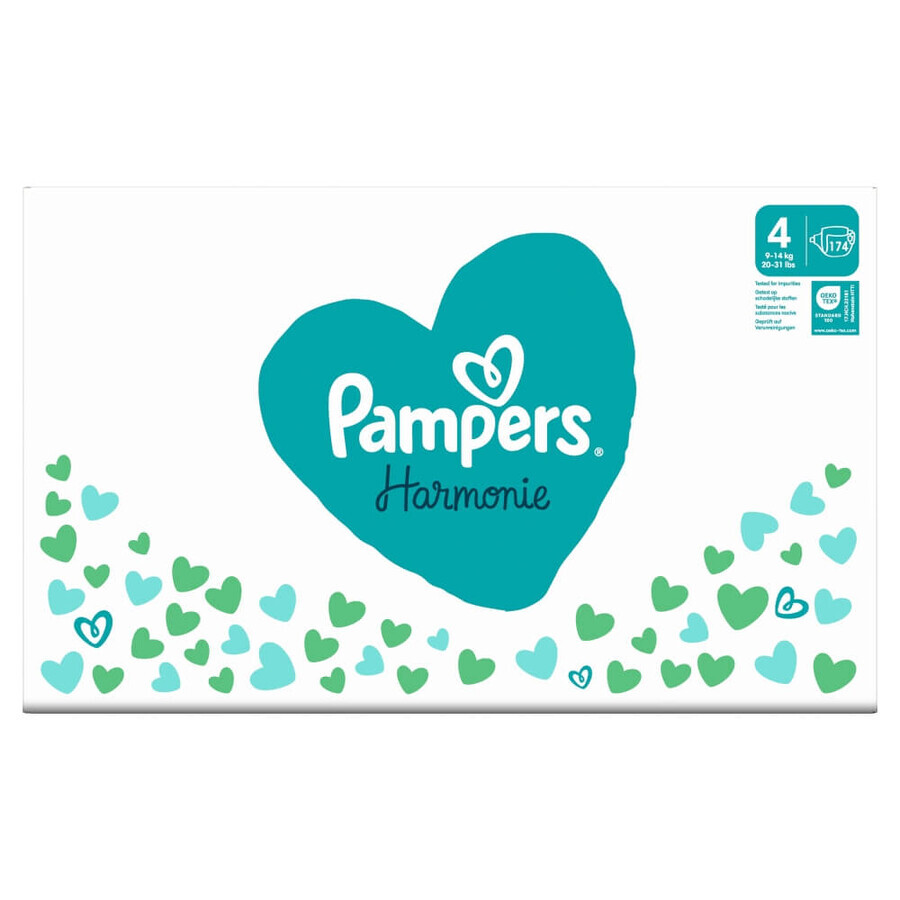 Pampers Harmonie, luiers, maat 4, 9-14 kg, 174 stuks