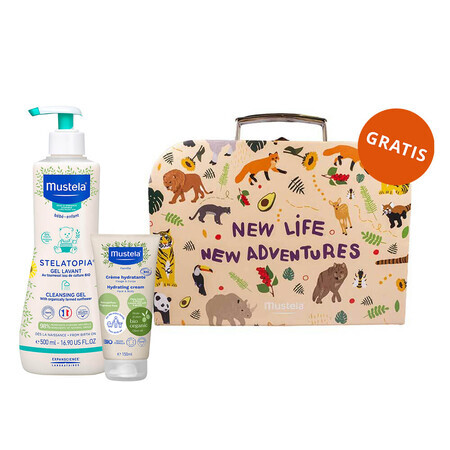 Mustela Stelatopia set, Mustela Stelatopia body wash from birth, 500 ml + face and body moisturizer from birth, 150 ml + box, 1 free