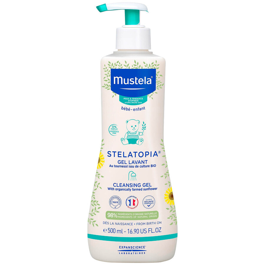 Mustela Stelatopia set, Mustela Stelatopia body wash from birth, 500 ml + face and body moisturizer from birth, 150 ml + box, 1 free